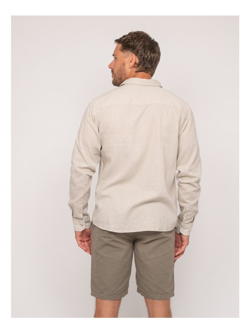 Camicia a maniche lunghe lino DUMOLAK Beige - Kiabi