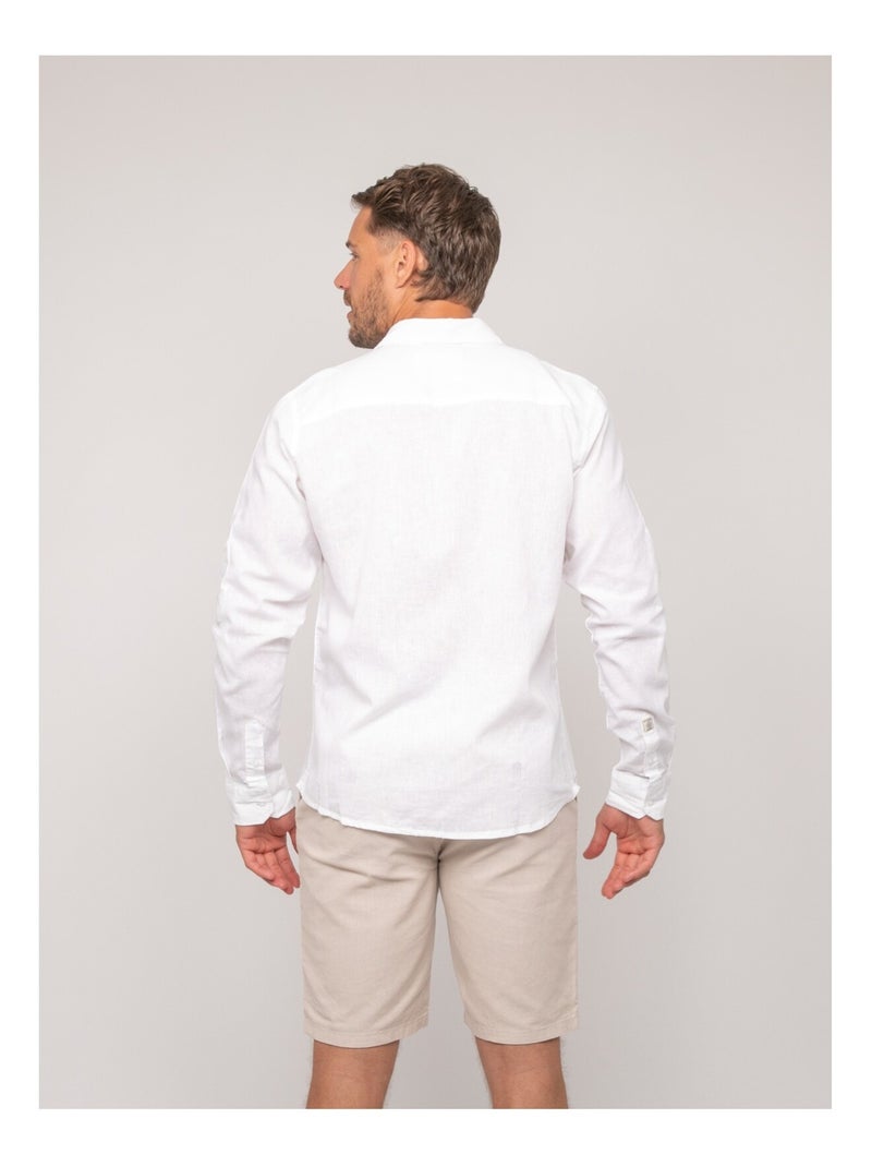 Camicia a maniche lunghe lino DUMOLAK Bianco - Kiabi