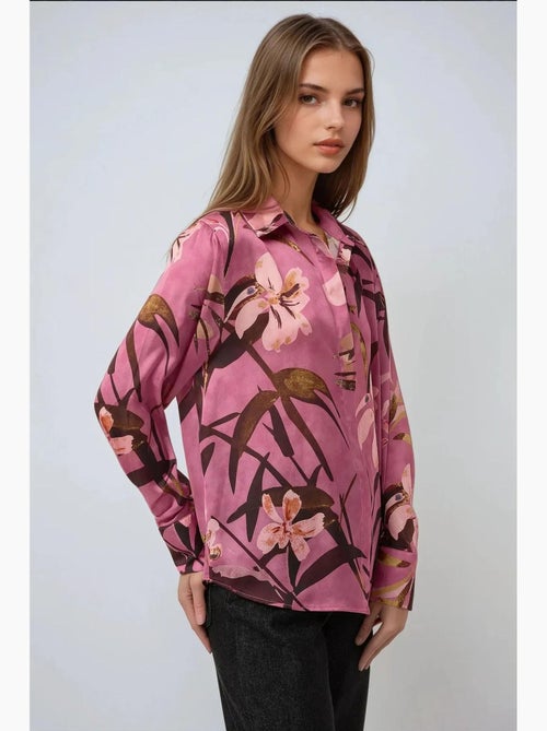 Camicia a maniche lunghe stampata in raso hiccup - Kiabi