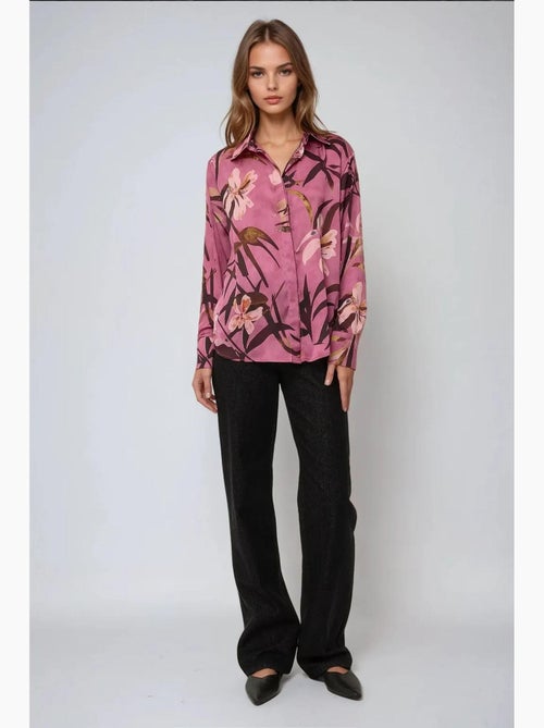 Camicia a maniche lunghe stampata in raso hiccup - Kiabi