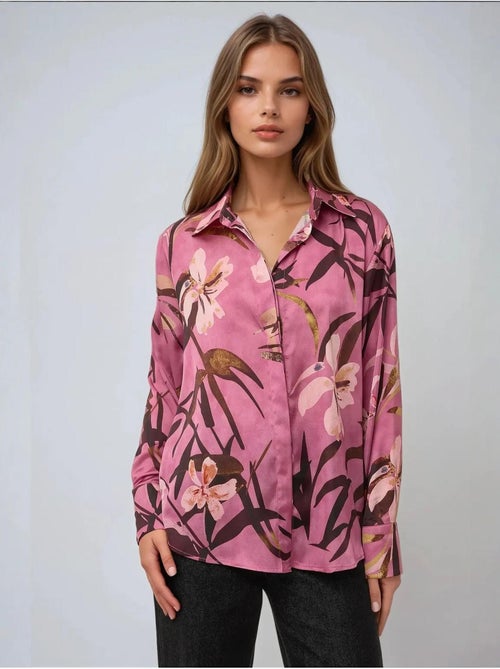 Camicia a maniche lunghe stampata in raso - Kiabi