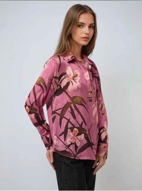 Camicia a maniche lunghe stampata in raso - Kiabi