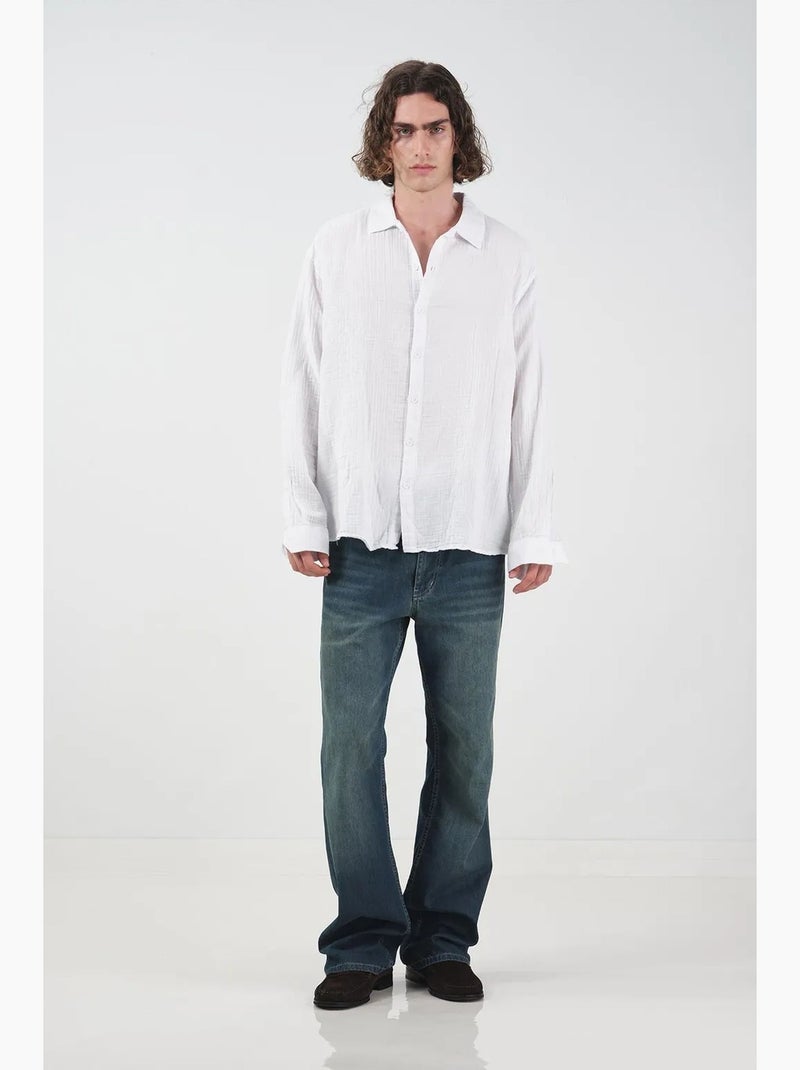 Camicia a maniche lunghe testurizzata dalla vestibilità rilassata giesto Bianco - Kiabi