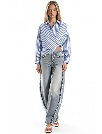 Camicia a portafoglio a righe con laccio hiccup