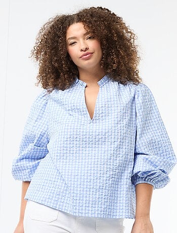 Camicia a quadretti vichy e motivo cuori