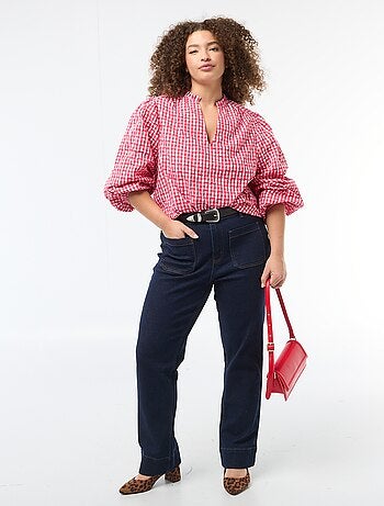 Camicia a quadretti vichy e motivo cuori