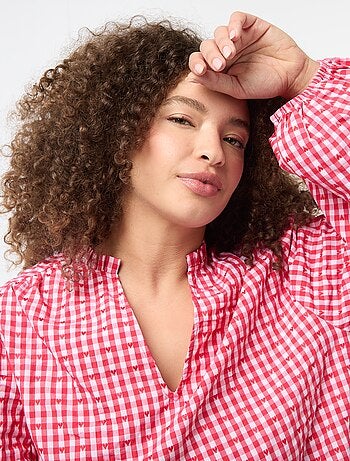 Camicia a quadretti vichy e motivo cuori