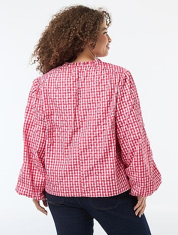 Camicia a quadretti vichy e motivo cuori