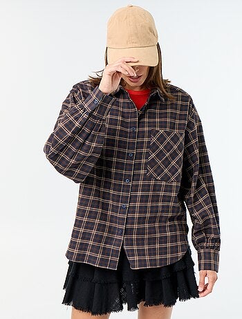 Camicia a quadri a maniche lunghe