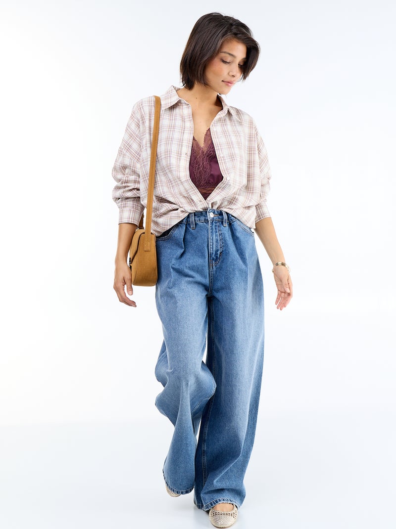 Camicia a quadri Beige - Kiabi