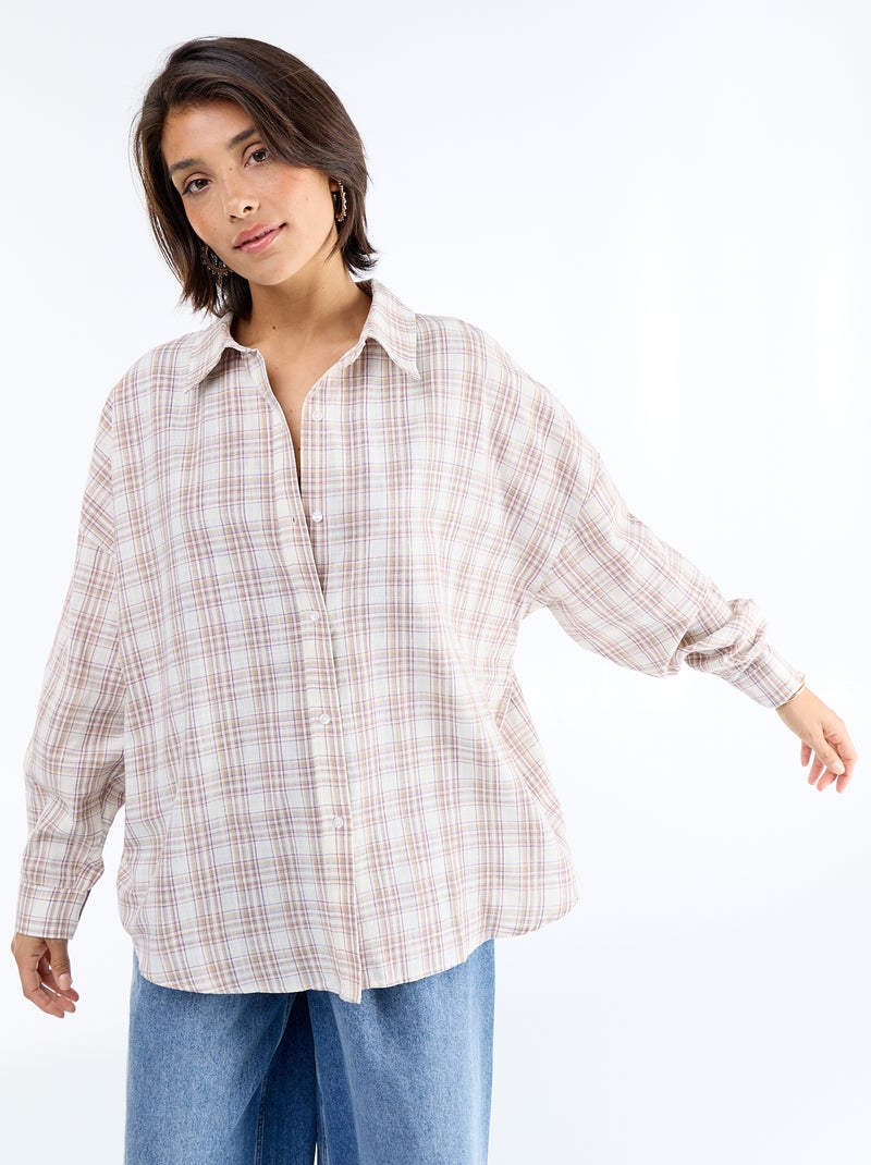 Camicia a quadri Beige - Kiabi