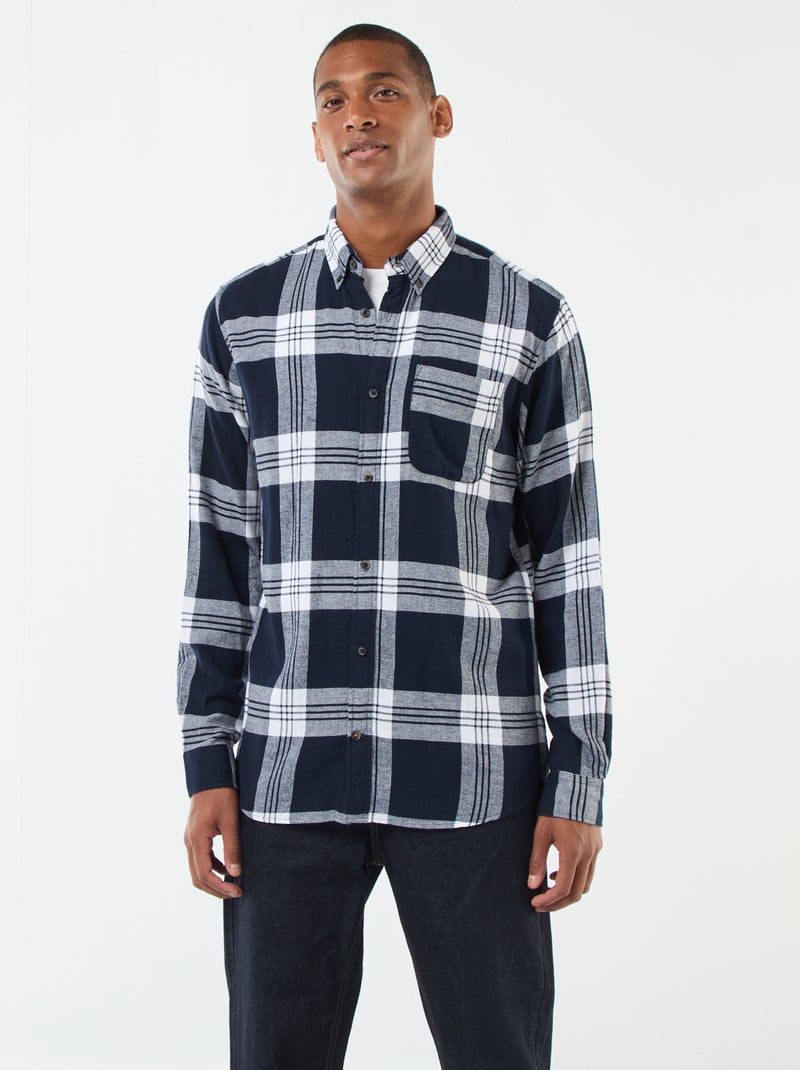 Camicia a quadri con apertura abbottonata Blu - Kiabi