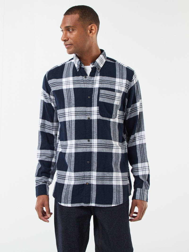 Camicia a quadri con apertura abbottonata Blu - Kiabi