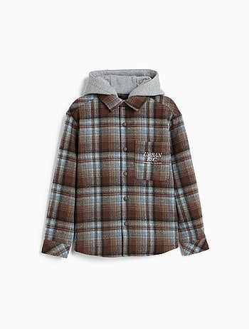 Camicia a quadri con cappuccio, mo fashion