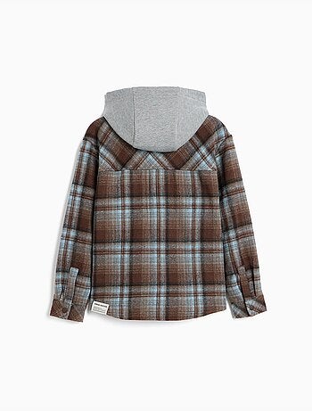 Camicia a quadri con cappuccio, mo fashion