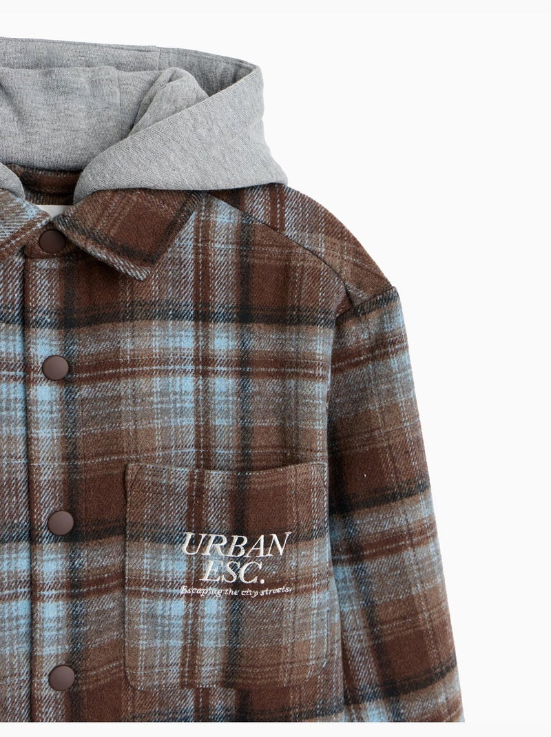 Camicia a quadri con cappuccio, mo fashion Marrone - Kiabi