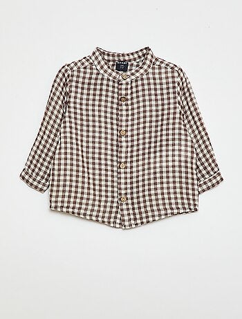 Camicia a quadri con collo alla coreana