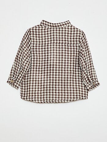 Camicia a quadri con collo alla coreana
