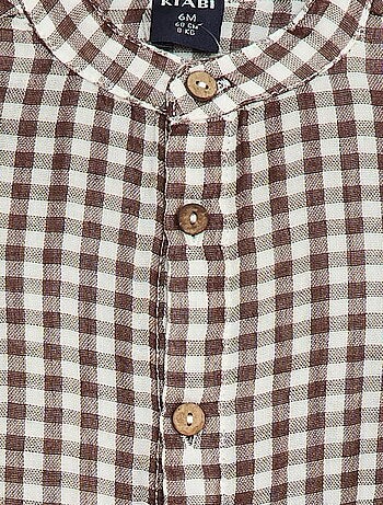 Camicia a quadri con collo alla coreana