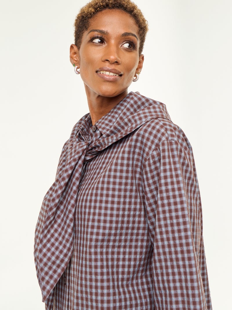 Camicia a quadri con foulard Blu - Kiabi