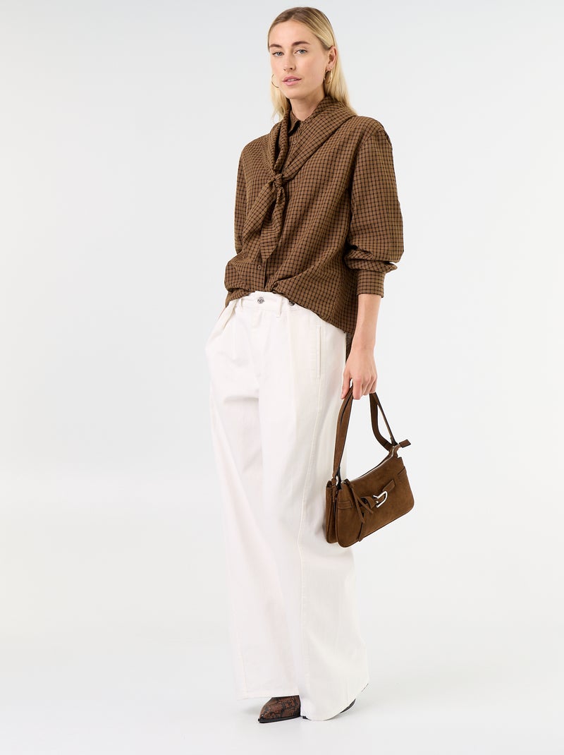 Camicia a quadri con foulard Marrone - Kiabi