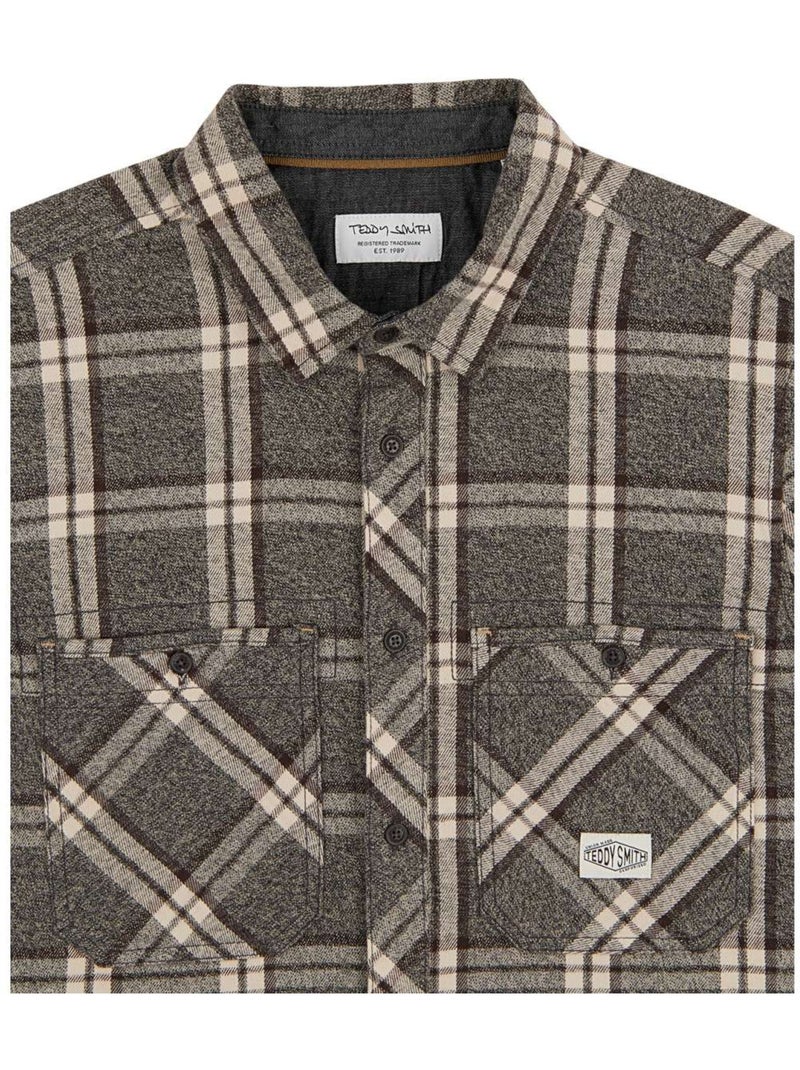 Camicia a Quadri da Uomo Teddy Smith Marrone cappuccino - Kiabi