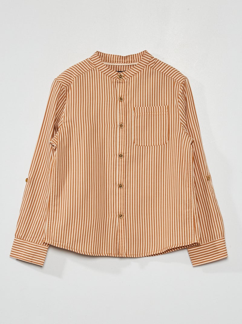Camicia a quadri e collo alla coreana BEIGE - Kiabi