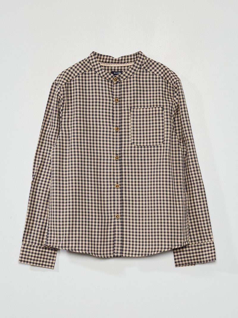 Camicia a quadri e collo alla coreana BLU - Kiabi