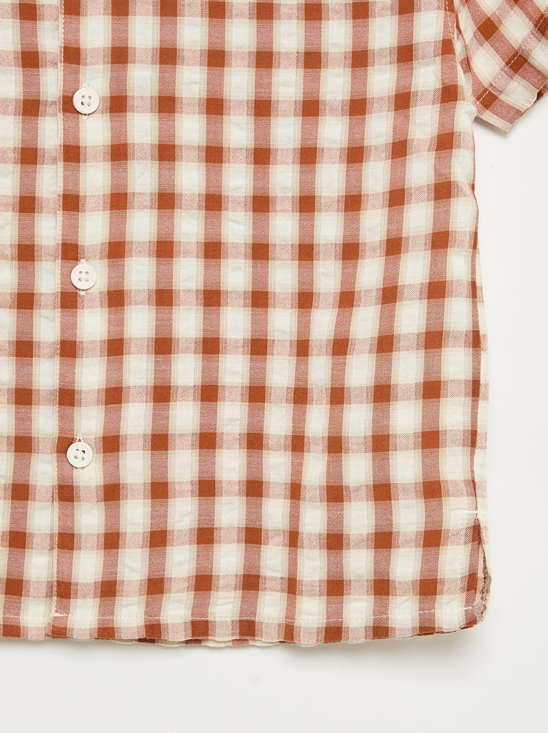 Camicia a quadri e maniche corte Marrone - Kiabi
