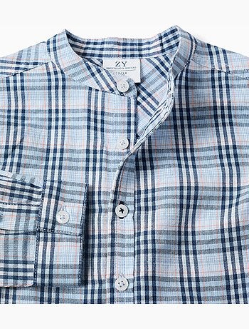 Camicia a quadri in cotone con maniche arrotolabili b&s
