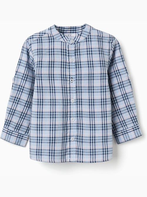 Camicia a quadri in cotone con maniche arrotolabili b&s - Kiabi