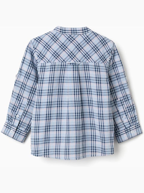 Camicia a quadri in cotone con maniche arrotolabili b&s - Kiabi