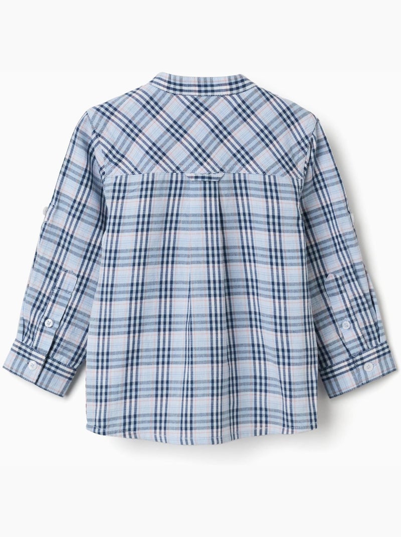 Camicia a quadri in cotone con maniche arrotolabili b&s Blu scuro - Kiabi