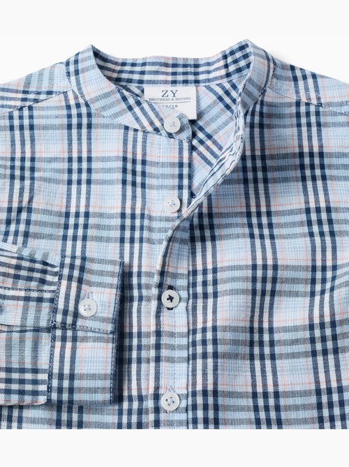 Camicia a quadri in cotone con maniche arrotolabili b&s - Kiabi