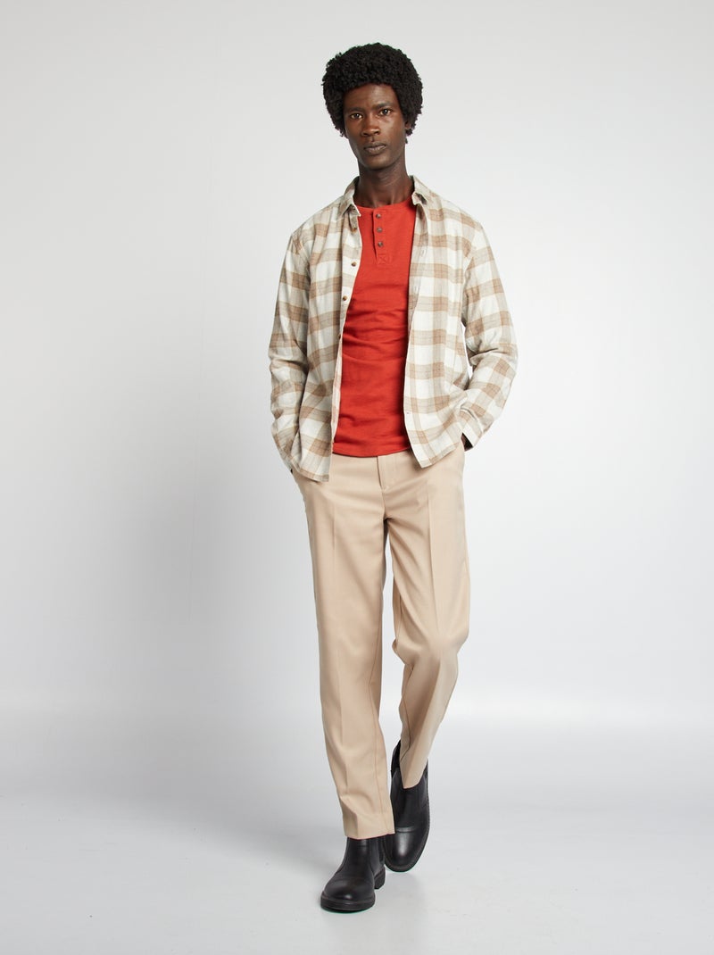 Camicia a quadri in flanella BEIGE - Kiabi