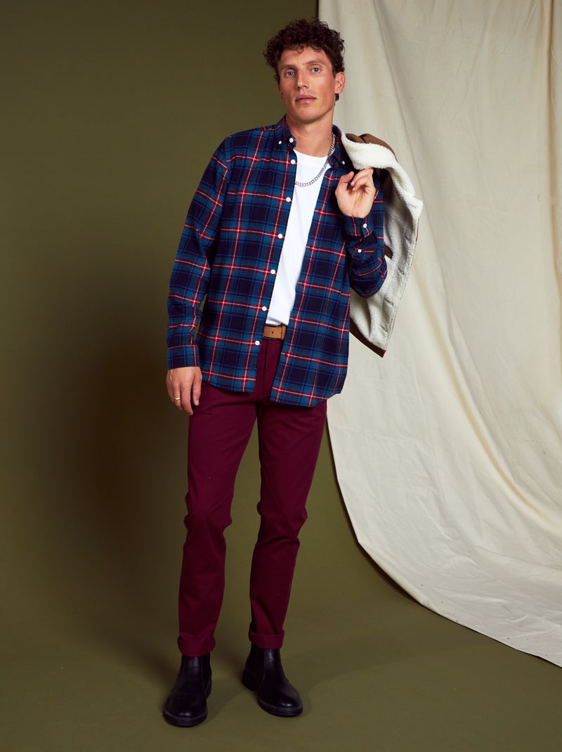 Camicia a quadri in flanella BLU - Kiabi