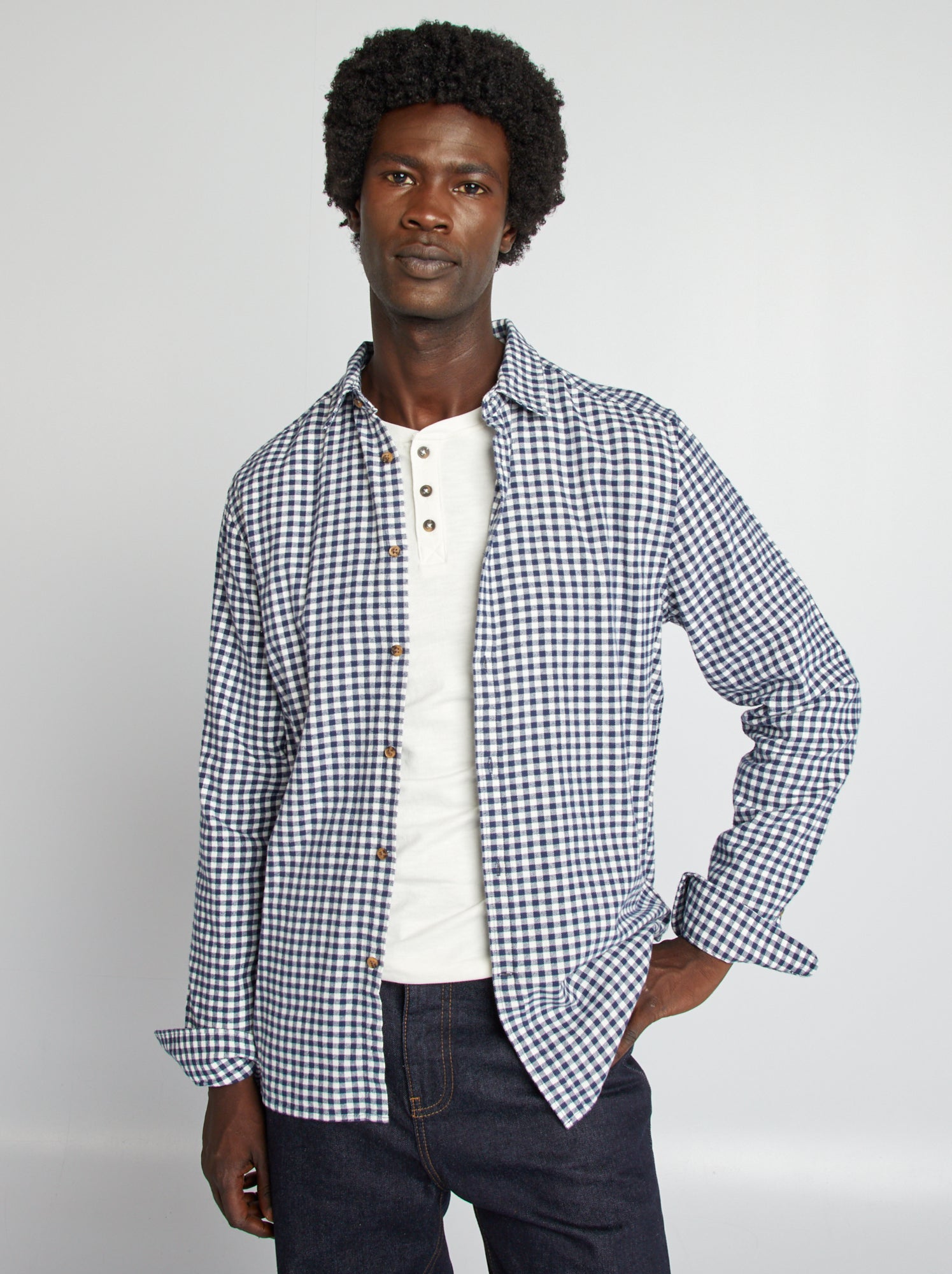 Camicia Di Flanella A Quadri Per Bambino Ragazzo | Maniche Lunghe Con Bottoni | Colori Nero E Blu | Taglia 4-5 Anni | Casual Scozzese