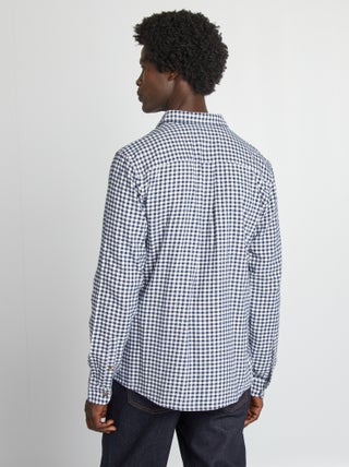Camicia a quadri per bambini a maniche lunghe, stile western, con bottoni a pressione, 4-16 anni, Rosso e blu #15, 8 Years