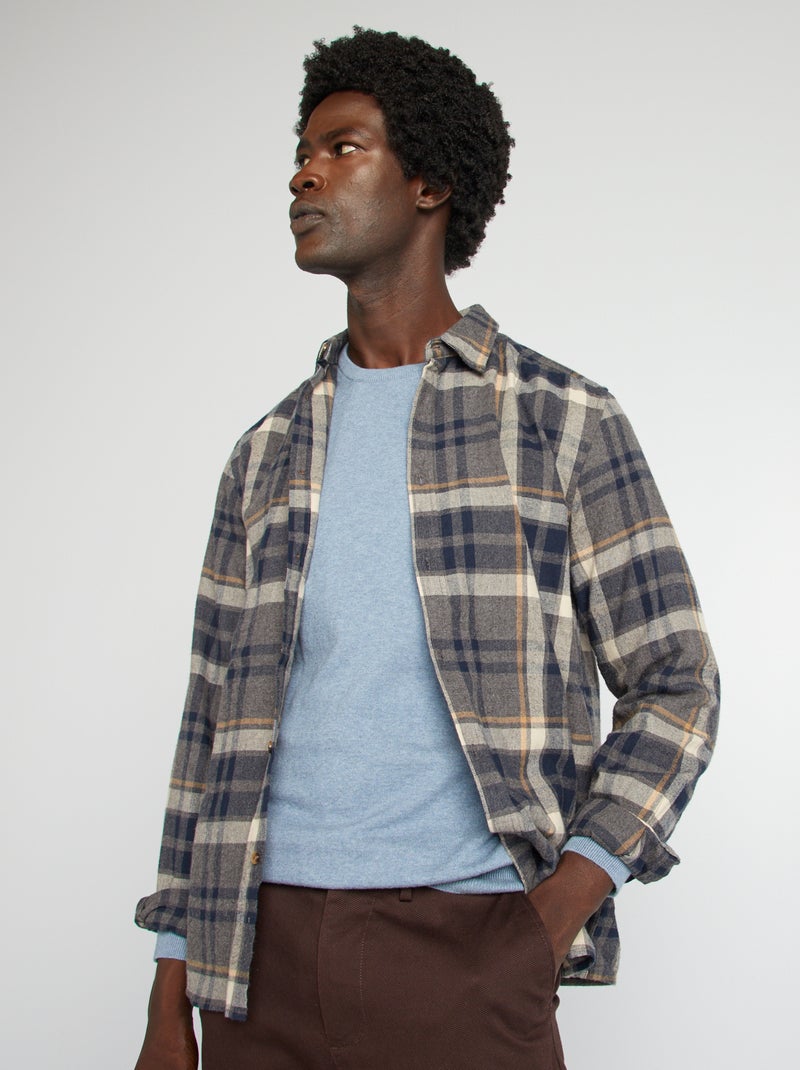 Camicia a quadri in flanella BLU - Kiabi