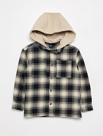 Camicia a quadri in flanella con cappuccio