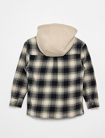 Camicia a quadri in flanella con cappuccio