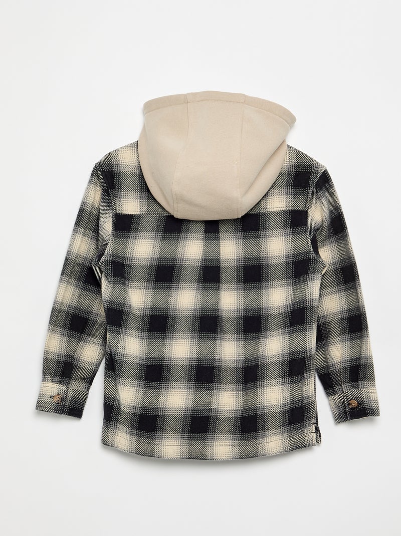 Camicia a quadri in flanella con cappuccio Bianco - Kiabi