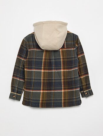 Camicia a quadri in flanella con cappuccio