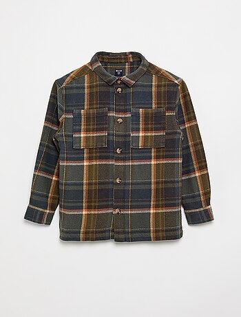 Camicia a quadri in flanella con cappuccio