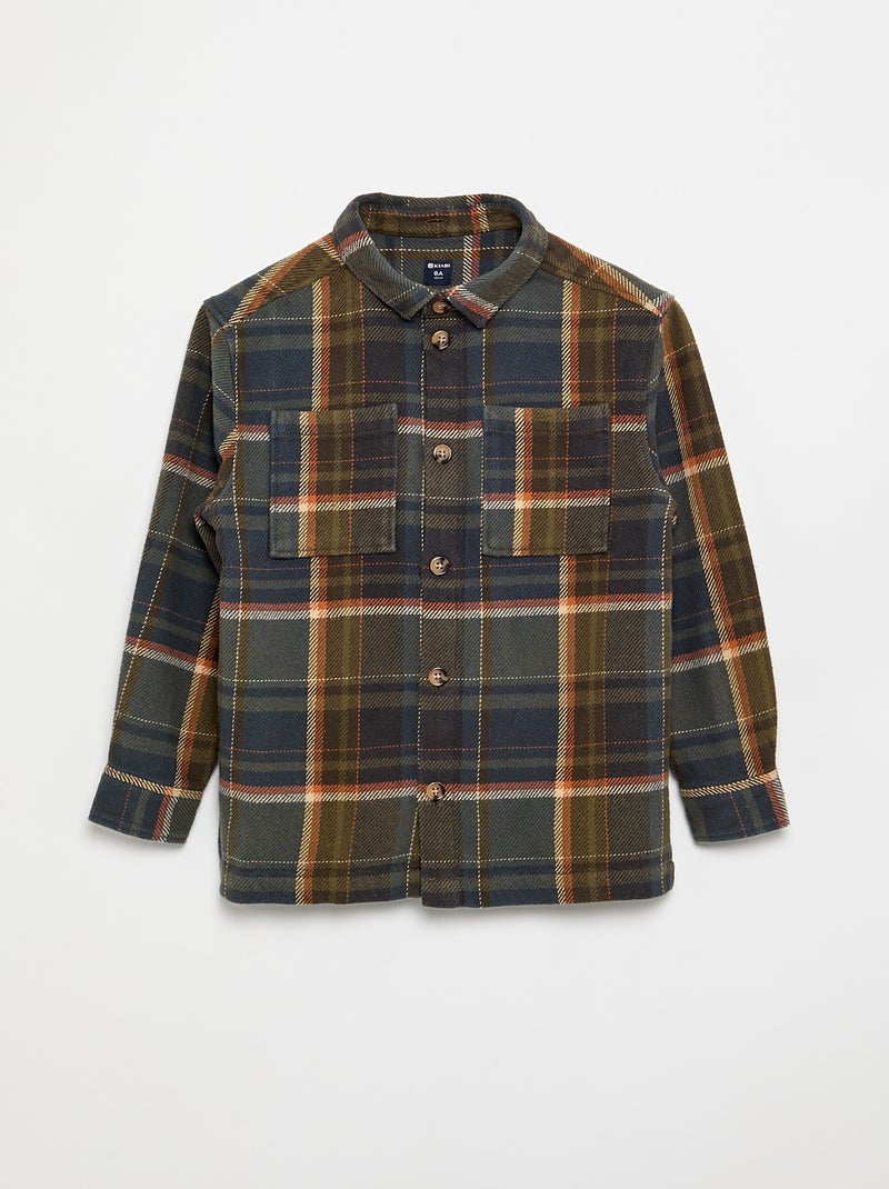 Camicia a quadri in flanella con cappuccio Kaki - Kiabi