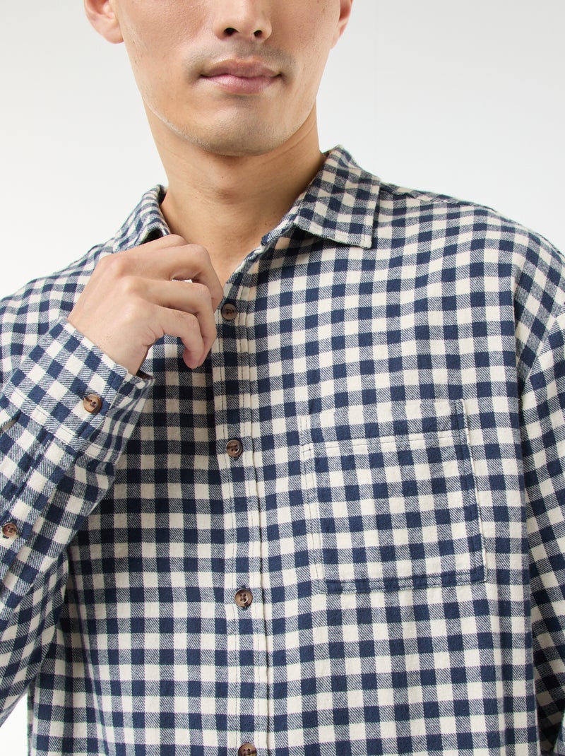 Camicia a quadri in flanella di cotone Blu - Kiabi