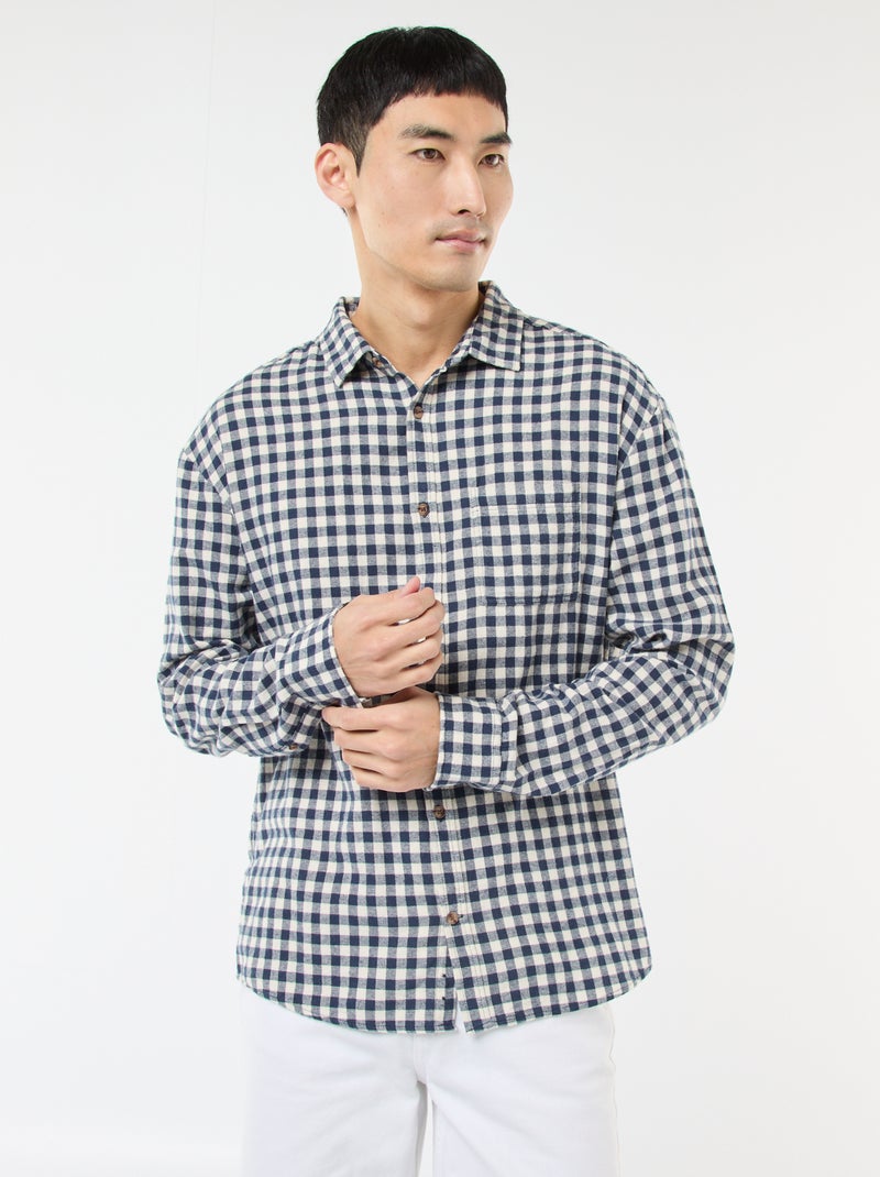 Camicia a quadri in flanella di cotone Blu - Kiabi