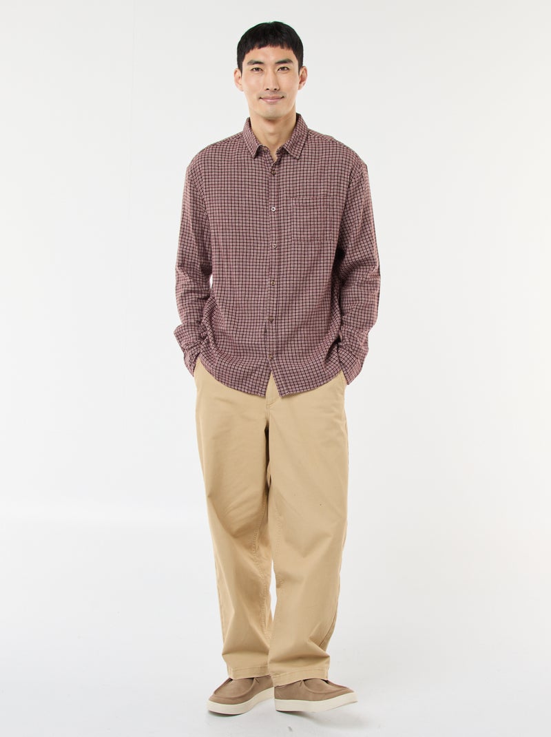 Camicia a quadri in flanella di cotone Rosso - Kiabi
