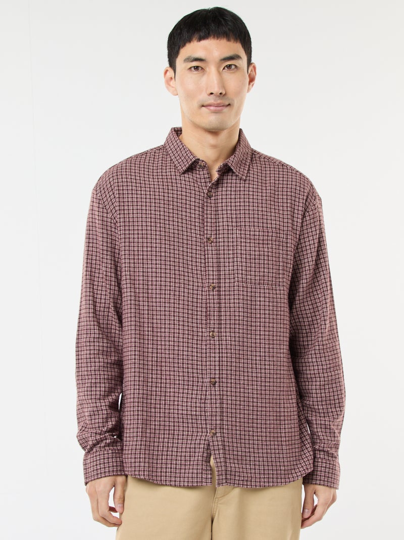 Camicia a quadri in flanella di cotone Rosso - Kiabi