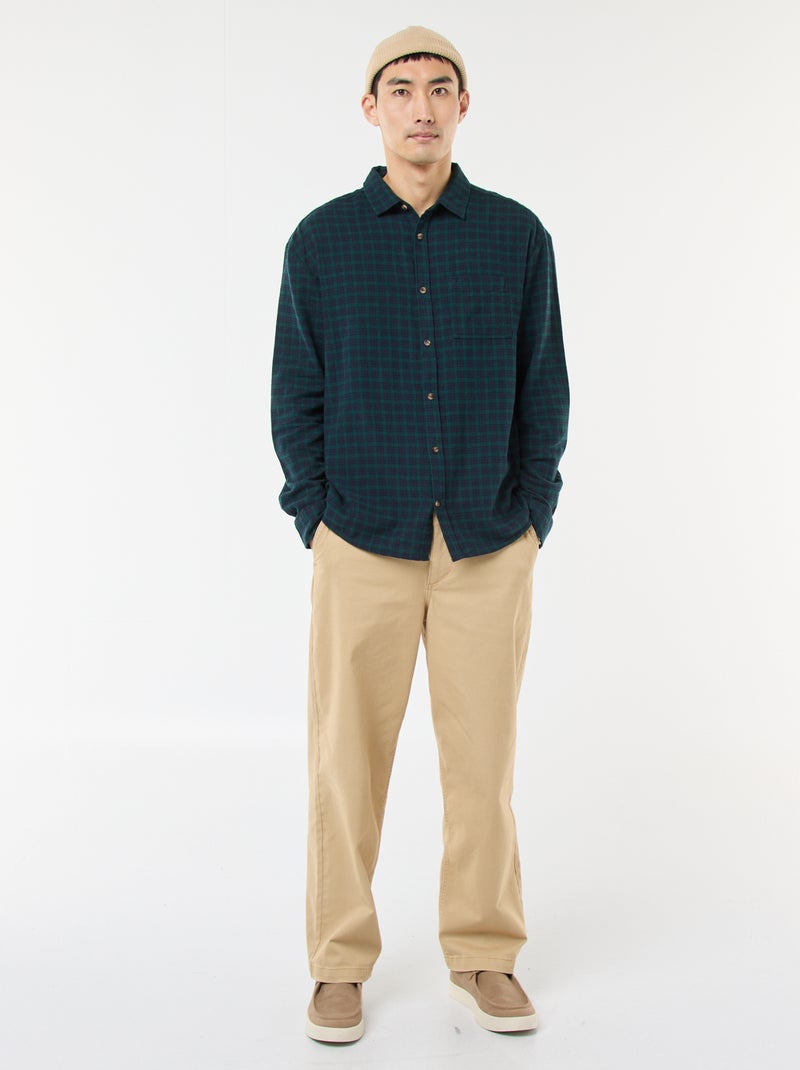 Camicia a quadri in flanella di cotone Verde - Kiabi
